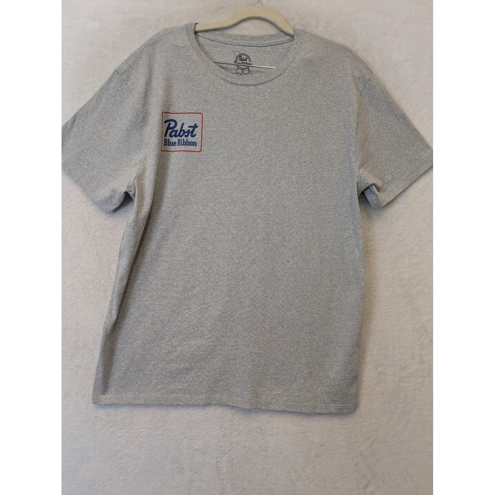 Pabst Blue Ribbon Mens Gray Short Sleeve Graphic T-Shirt PBR Beer Cans Size L‎